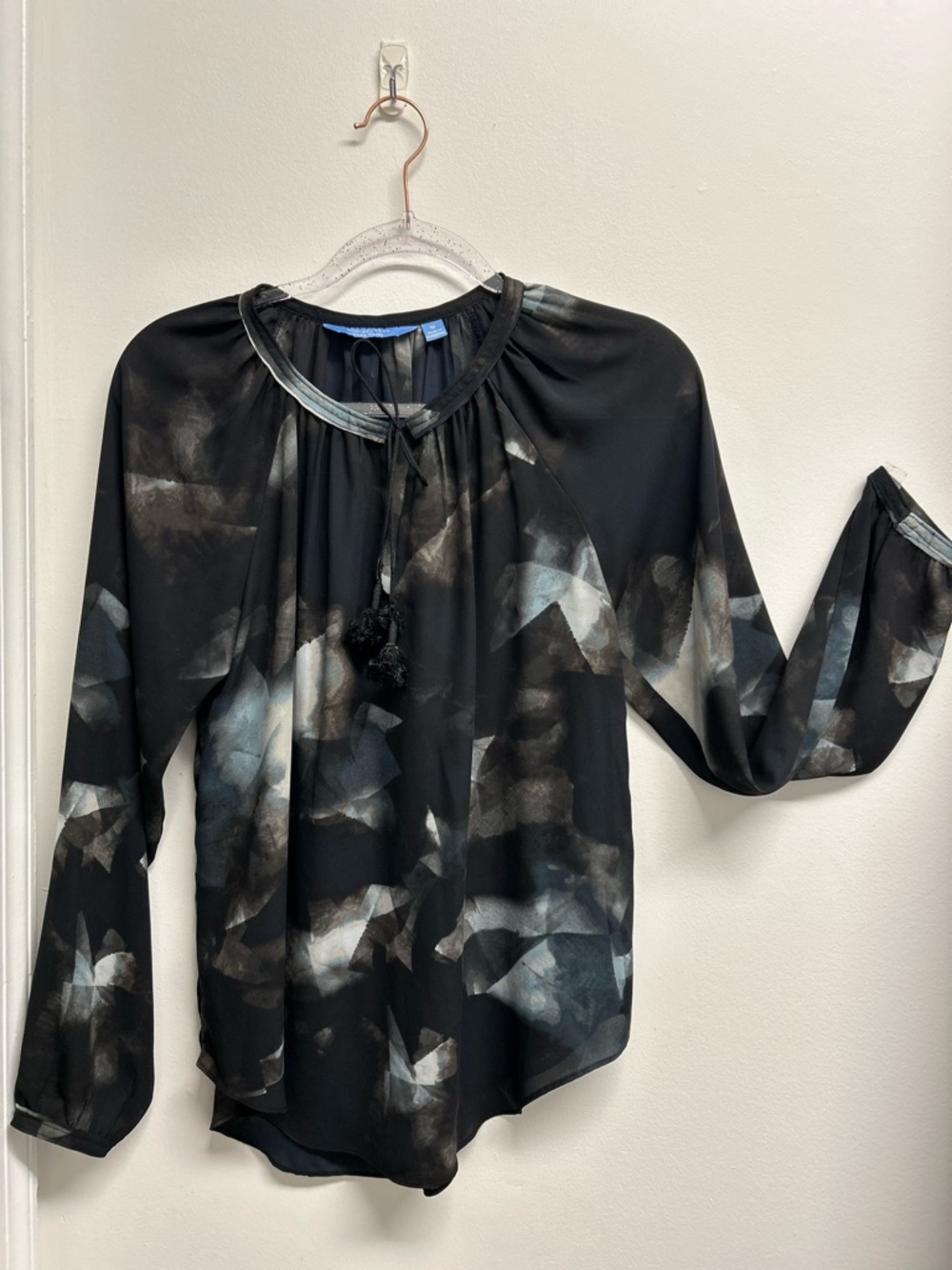 Witchy Moody Black Abstract Tasseled Blouse